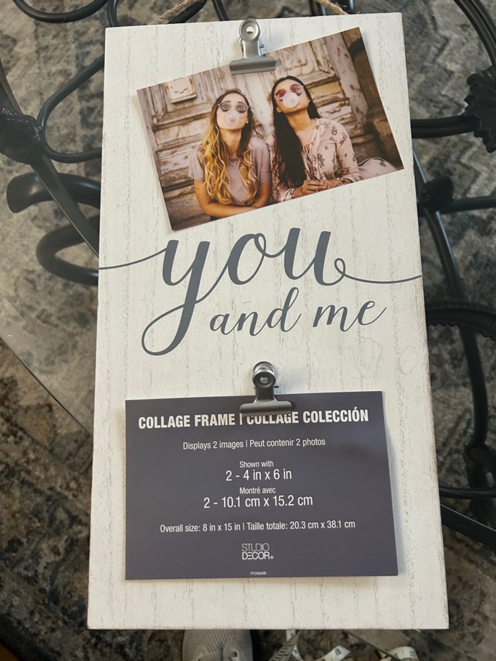 Studio Decor White Wood "You and Me" Photo Clip Frame